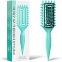 Curly Hair Brush, Curl Defining Brush with Soft Boar Bristles Detangling Tangled Glides, Wide-Teeth Design Effortlessly Shaping & Defining Curls, Curling Definer for Wet & Dry Hair (Green)