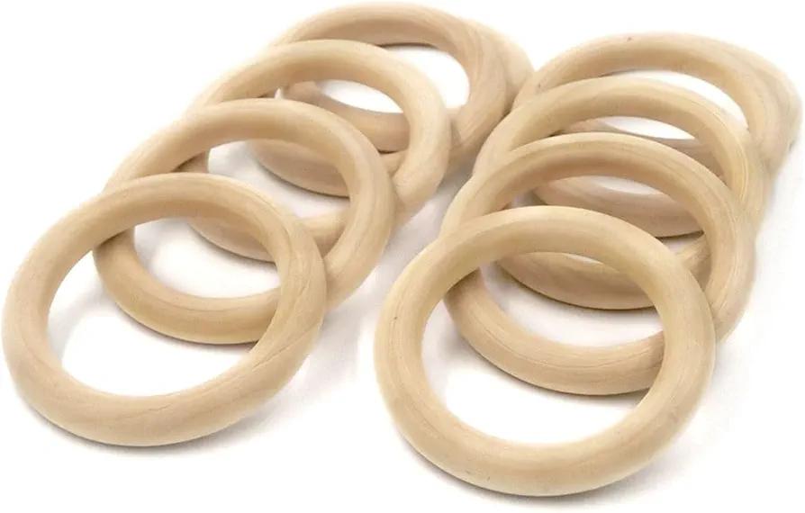 4 Inch Width Wooden Rings 10PCS for Macrame, Jewelry Making, and DIY Crafts, Unfinished Smooth Wood Rings, 3/5 Inch Diameter