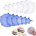 12Pcs Silicone Stretch Lids, Reusable Silicone Lids for Food Storage, 6 Different Sizes Food Grade Silicone Bowl Covers, Heat Resistant Airtight Seal Lids for Bowls Cups Cans Jars Round Containers