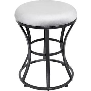 Vanity Stool, Grey Stools for Makeup Room, Round Ottoman Foot Stool, Velvet Footrest Vanity Chair for Bathroom, Bedroom, Living Room Furniture, Entryway, Offices