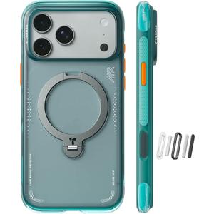 TORRAS Ostand Q3 Air for iPhone 17 Pro Max Case with 360 Magnetic Stand, Fit for MagSafe, Mil-Grade Drop Tested, Camera Control Button, Shockproof Phone Case for iPhone 17 Pro Max 6.9", Glacier Sprint