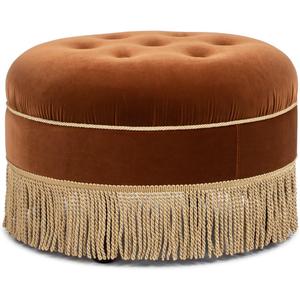 Jennifer Taylor Home Yolanda 24" Round Upholstered Accent Ottoman, Burnt Orange Performance Velvet