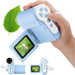 1000X Handheld Kids Microscope with 6 Adjustable LED Lights, Blue