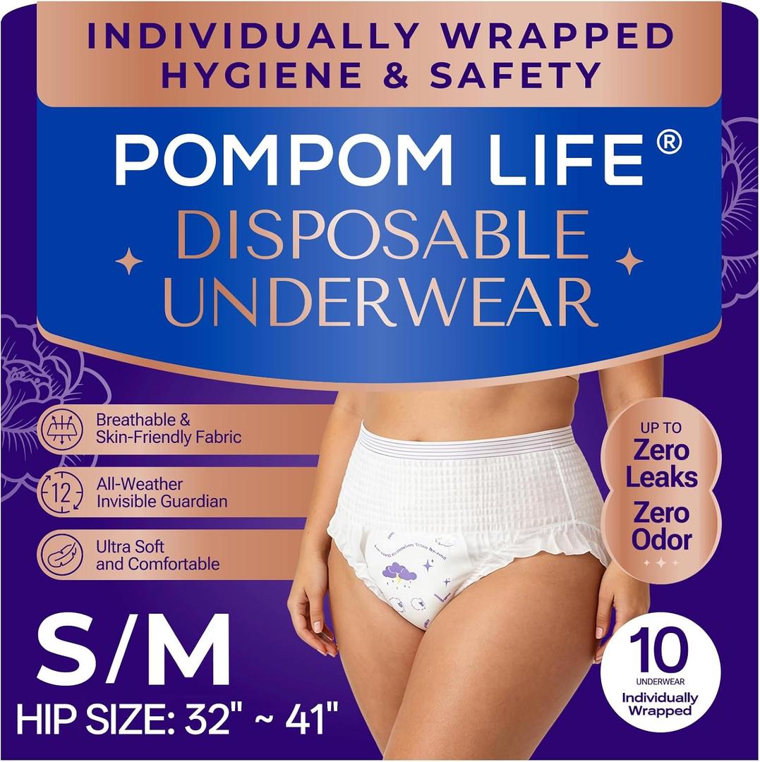 Individually Wrapped Disposable Incontinence Underwear for Women | Soft & Breathable Adult Diapers Women Large Overnight | Single-use Postpartum Underwear for Women Travel & Postpartum Essentials