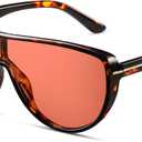 Oversized Aviator Sunglasses for Women, Retro Shield 70s Vintage | big round sun glasses trendy, fashion accessory, CL013
