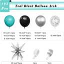 Teal Balloon Garland Arch Kit,127Pcs Teal Blue Black and Silver Balloon for Gender Reveal Birthday Wedding Baby Shower Graduation Party Decorations