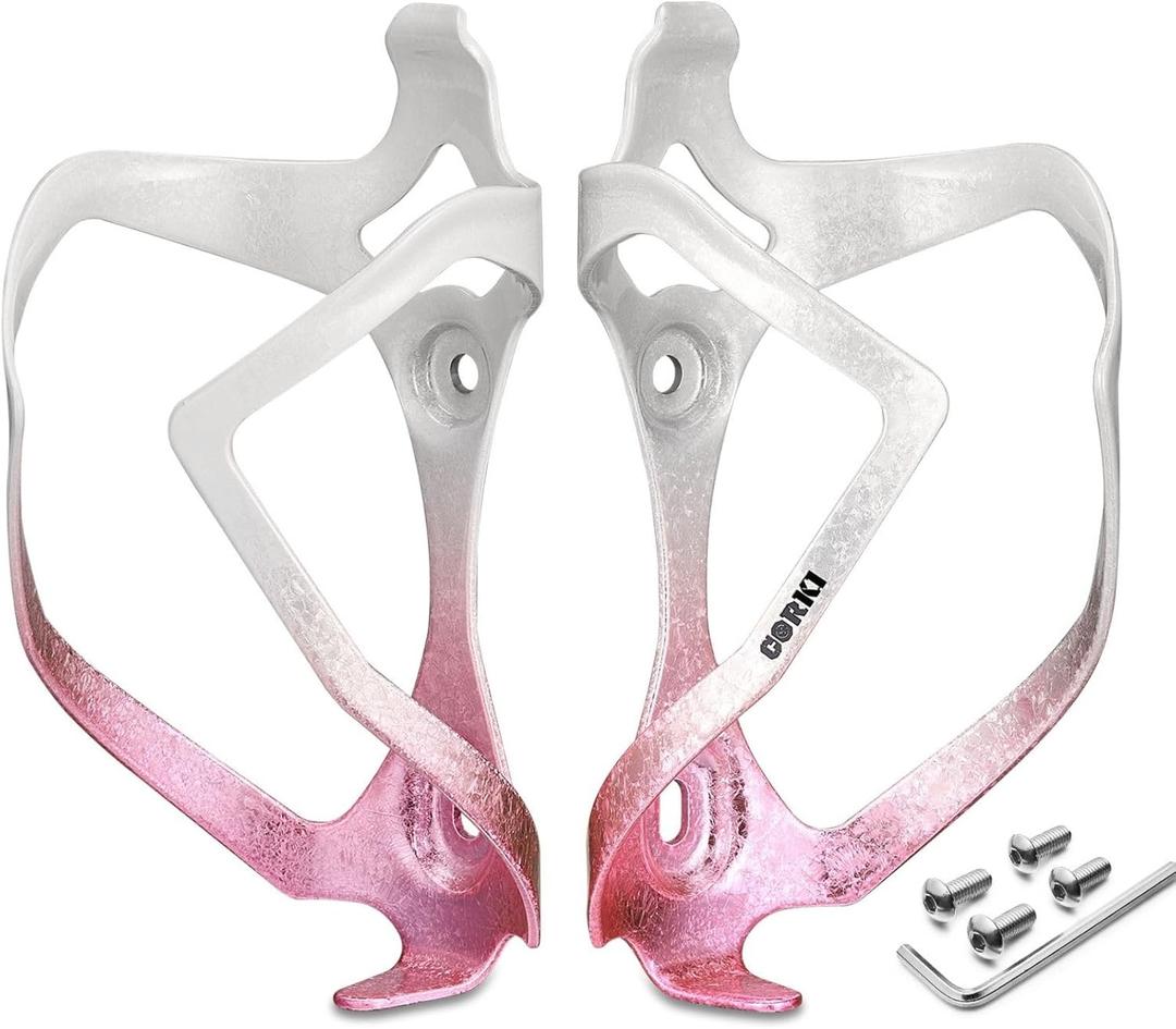 Bike Water Bottle Holder Bicycle Cage for Mountain Road MTB Gravel Adult Bikes Cycling Universal Carrier Rack 2 Pack Aluminum Alloy Ultralight Kettle Drink Accessories White Pink