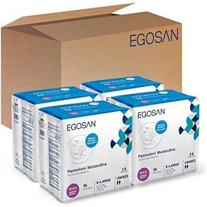 EGOSAN Maxi Incontinence Disposable Adult Diaper Brief Maximum Absorbency and Adjustable Tabs for Men and Women (X-Large Case, 60-Count)