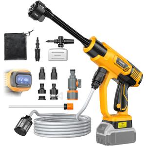 DIYtoolifz Cleaning Tool Compatible with DeWalt 20V Battery, 2.2LBS, with 16.4ft Hose & 6-in-1 Nozzle + Attachment for Car, Patio, Fence (Battery not Included, Tool Only)