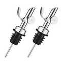 Pafusen 2 Pack Liquor Pour Spout, Auto Flip Olive Oil Dispenser Spout, Pour Spout for Liquor Bottles, Olive Oil Spout, Bottle Pourers for Alcohol Home Bar Accessories Silver