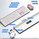 Wireless Keyboard and Mouse Combo, Full Size Keyboard and Mouse, Long Battery Life, Optical Mouse, 2.4G Lag-Free Cordless Mice Keyboard Set Ultra Slim Design for Computer, Laptop, PC, Windows (Rose Gold white)