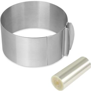 Cake Rings For Baking Mousse Mold Acetate Cake Collar Set Round Cake Molds Adjustable 6 to12 Inches Mousse Cake Rings, 5.5 x 394 inch Clear Cake Acetate Sheet Rolls