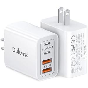 40W USB C Charger Cube, 2-Pack Wall Plug Fast Charging Block, 4-Port PD+QC Power Adapter Multiport Brick Type C Box for iPhone 16/15/14/13/12/11/Pro Max/XS/XR/8/7, Tablets, Cellphones