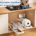 Mustorn 2 Pack Pots and Pans Organizer Under Cabinet, 21.6" Deep Pull Out Pot Lid Organizer Holder with Guardrail Adhesive Pot and Pan Holder Rack with 10 Adjustable Dividers(White)