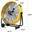 Tornado 24" Metal Drum Fan - High Velocity, 7700 CFM, 3-Speed, Heavy Duty for Industrial & Commercial Use, 1/3 HP Motor, 8 FT Cord, ETL Listed