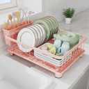 Pink Dish Drying Rack - Space-Saving Dish Rack,Dish Racks for Kitchen Counter with Drainboard, Birthday Christmas Day Mothers Day Thanksgiving Gifts for Mom Grandma Wife Kitchen Enthusiasts