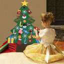 Patina DIY Felt Christmas Tree Wall Dcor, Interactive Holiday Decoration with 32pcs Ornaments, Space-Saving Seasonal Accent for Doors, Living Rooms & Hallways