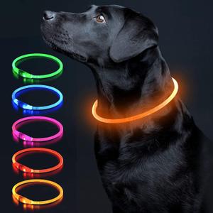 Colaseeme LED Dog Collar, Light Up Dog Collar 1 Count USB Rechargeable TPU Glow Safety Dog Necklace Light, Dog Lights for Medium Large Dogs (Orange)