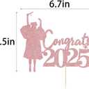 Happy 2025 graduation cake topper senior high school university postgraduate Graduation cake topper Cake decorations for girls graduation party in 2025 Supplies