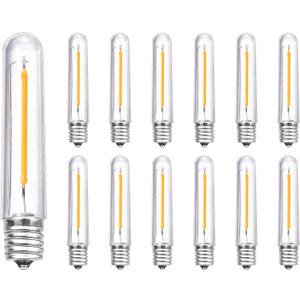 11 Pack New S14 LED Replacement Bulbs Dimmable, 0.6W T13 Replacement LED Lights Bulbs 2700K Warm White, Vintage E12 Led Candelabra Bulbs for C7/E12 Bases S14 G40 Outdoor String Lights Shatterproof