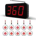 Caregiver Pager Wireless Call Button,Wireless Calling System for Elderly at Home,10 Waterproof Panic Button and 1 Display Receiver,Nurse Call System 2000ft for Nurses Station Clinic Hospital