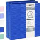POPRUN 3 Ring Binder 1.5 Inch, PVC-Free, Holds 325 Sheets of 8.5 x 11 Paper, Extra Durable Organizer with 2 Pockets for School & Office, Heavy-Duty, 2 Pack, Prussian Blue