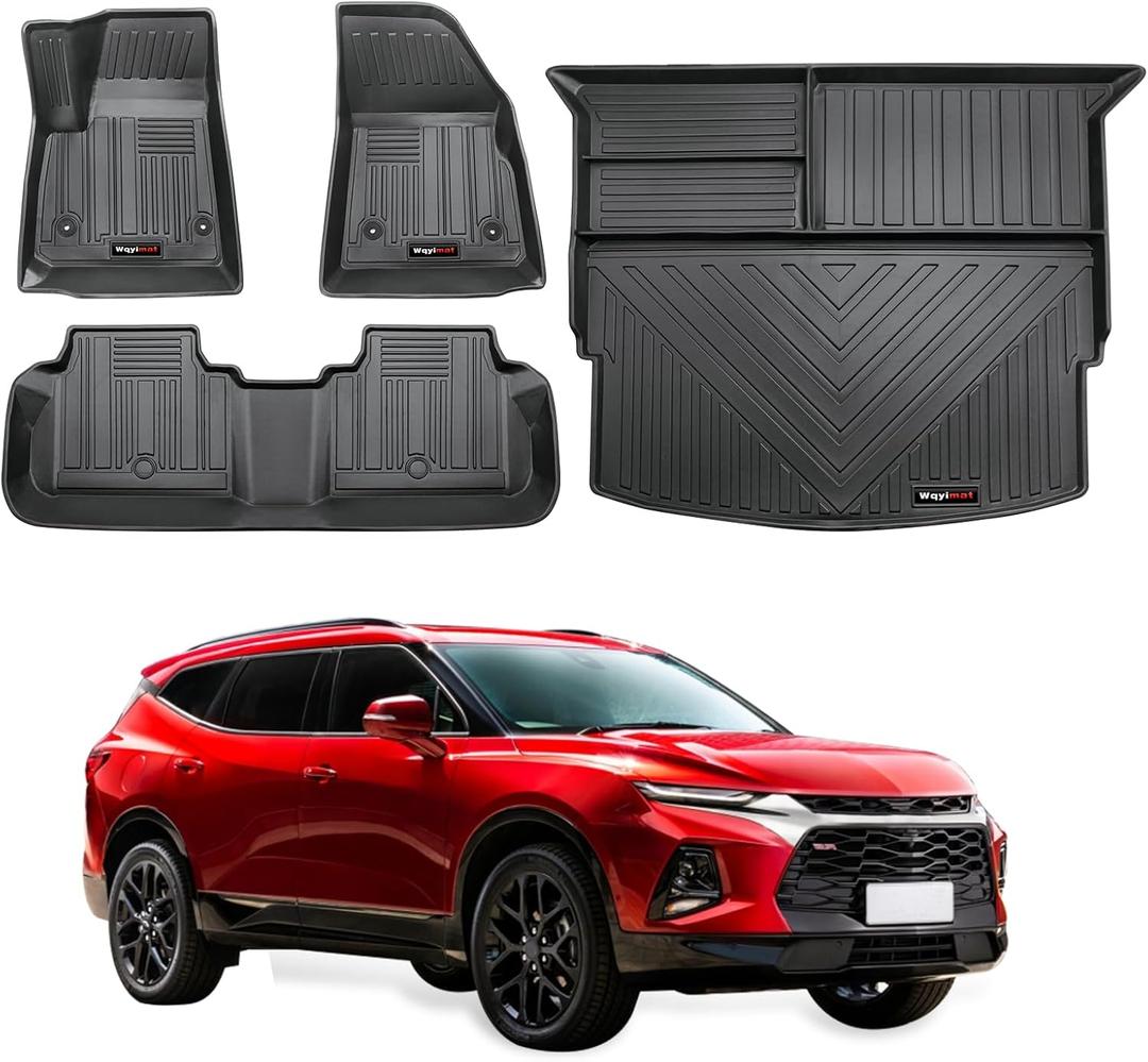 Custom Fit for 2019-2024 2025 Chevrolet Blazer Floor Mats and Cargo Liner Chevy Blazer Accessories All Weather Rubber Protection Mat (Floor Mats+Cargo Liner)