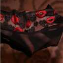 Verdusa Women's Lace Mesh Sheer Cut Out Chemise Nightgown Graphic Sleeveless Babydoll Lingerie (Black, L)