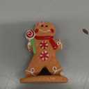 ABOOFAN Christmas Tabletop Decorations Resin Gingerbread Men with Lollipop Figurines Xmas Gingerbread Display Statue Ornaments for Holiday Fireplace Shelf Decor (Picture 2)