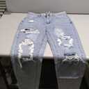 Women's High Waist Straight Leg Ripped Jeans Distressed Denim Pants (Medium, Blue)