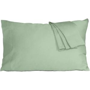 Pillow Cases, King Size Cotton Percale Weave Pillowcases, Pre-Shrunk Breathable and Hypoallergenic Pillowcases, Set of 2 (2 Piece King 20 Inch x 40 Inch, Sage Green)
