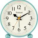Tinload 4.5" Vintage Retro Analog Alarm Clock, Super Silent Non Ticking Small Clock with Manual Light, Snooze, Battery Operated, for Living Room, Bedroom, Bedside, Desk(Green)