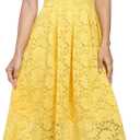 Atnlewhi Womens Spaghetti Strap V Neck Sleeveless A Line Lace Dresses for Evening Cocktail Formal Wedding Guest (Yellow, L)