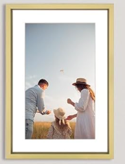 16x13 Picture Frame Set of 2, Brass Metal Photo Frames with HD Glass