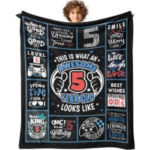 5 Year Old Boy Birthday Gift Throw Blanket 50" x 40", Best Gifts for 5 Year Old Boys, 5th Boy Birthday Gift Ideas, Birthday Gift for 5Yr Old