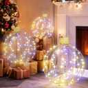 Christmas LED Light Balls, 3 Pack Hanging Ball Lights, Lighted Sphere Outdoor Decorations, Warm White & White Lights