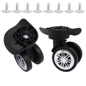Luggage Wheels Replacement Kit, Suitcase Wheels Replacement with Screws, 360 Rotation Spinner Wheel, Mute Double Row Swivel Wheel for Luggage Suitcase Trolley (Black, 2PCS)