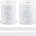 OLYCRAFT 9.5~10 Yards Sewing Snap Button Tape Trim Press Button Tape White Polyester Button Tape Sewing Fastener Plastic Press Stud Ribbon Trim for Sewing Crafting Clothing DIY 0.7 inch Wide