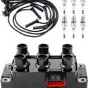 DG452 Ignition Coil Pack & 6 PCS Iridium Spark Plugs & Wire Set Compatible with Ford Mustang Ranger Aerostar E-150 Econoline 4.0L, for Mazda Navajo 4.0L, for Mercury MOUNTAINEER 4.0L