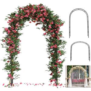 Thickened Rustproof Garden Arch, Wedding Arch- 4.6 * 7.8 or 6.4 * 7.5Ft, Easy to Assemble, Long Lasting and Durable, Metal Arch for Garden Arbor Trellis & Climbing Plant