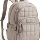BAGSMART College Laptop Backpack, Travel Backpack for Women, Quilted Casual Daypack, Water-Resistant Bookbag for 15.6 Inch Laptop, Camel
