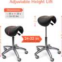 TASALON Saddle Stool - Ergonomic Saddle Chair - Comfortable Saddle Stool with Wheels - Swivel Salon Cutting Stool for Kitchen, Salon, Spa, Tattoo, Pedicure, Massage -Esthetician Chair Black, 17" x 16" x 7"