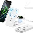 Compatible MagSafe 3 in 1 Wireless Charging Station for Apple, Magnetic Foldable Charger Stand for iPhone 17/16/15/14/13/12 Pro Max, Apple Watch Ultra/Series & AirPods Pro Fast Charging Dock