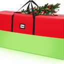 9 ft Christmas Tree Storage Bag Heavy Duty 420D Oxford Artificial Christmas Tree Bag with Reinforced Handles Dual Zippers Card Slot Wide Opening Extra Large Storage Container, Green and Red