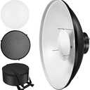 Soonpho 16inch/42cm Standard Reflector Beauty Dish with Honeycomb Grid, Diffuser Sock and Bag,for Bowens Mount Studio Strobe Flash Light Like Neewer VC-400HS VE-300 Godox AD200 AD180 AD360 (White)