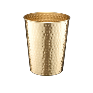 Monarch Abode Metal Bathroom Trash Can – Waste Basket for Bedroom, Office Desk, & Dorm, Hand Hammered, Durable Decorative Brushed Gold Small Trash Can Bathroom Garbage Bin Wastebasket