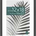 MCS Studio Gallery 16x22 Matted Poster Frame with 12x18 Picture Display, Black Woodgrain Vertical & Horizontal Wall Hanging Large Picture Frame for Photos, Posters & Art Prints (Pack of 1)