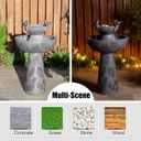 Glitzhome Water Fountain Outdoor, Outdoor Fountain with Lights & Pump, 26" H 2-Tiered Polyresin Bird Bath Fountain Waterfall Floor-Standing Water Feature for Garden, Yard, Patio, Home Decor