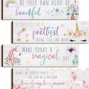 Yulejo Unicorn Wall Decor Girls Rainbow Wall Art Unicorn Room Decor Rainbow Motivational Inspirational Room Bedroom Decorations for Christmas Girl Kids Bedroom Nursery Decoration Gift (Adorable Style)