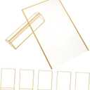 BRIGHTFUFU 6pcs Acrylic Gold-trimmed Tabletop Sign Holders for Weddings Restaurants and Events Double-sided Menu Display Stands for Price Tags Photos and Advertisements